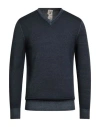 H953 Man Sweater Slate Blue Size 46 Merino Wool In Blue