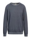 H953 Man Sweater Steel Grey Size 36 Merino Wool In Blue