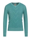 H953 Man Sweater Turquoise Size 36 Merino Wool In Blue