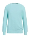 H953 Man Sweater Turquoise Size 40 Cotton In Blue