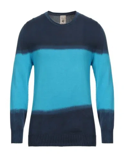 H953 Man Sweater Turquoise Size 44 Cotton In Blue