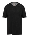 H953 Man T-shirt Black Size 44 Linen