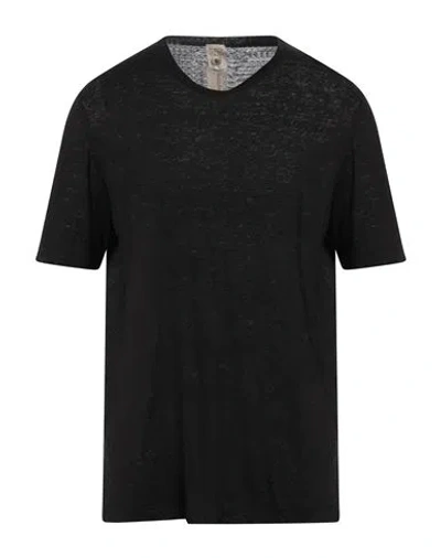 H953 Man T-shirt Black Size 44 Linen