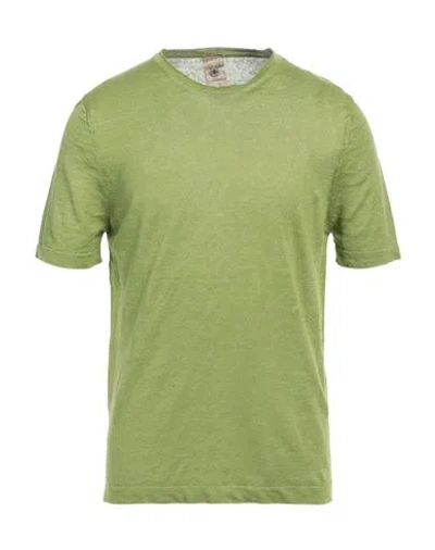 H953 Man T-shirt Lime Green Size 42 Linen
