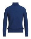 H953 Man Turtleneck Blue Size 38 Merino Wool In Blue