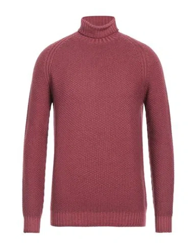 H953 Man Turtleneck Brick Red Size 42 Merino Wool In Red