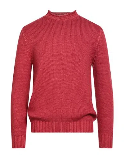 H953 Man Turtleneck Brick Size 42 Merino Wool In Red