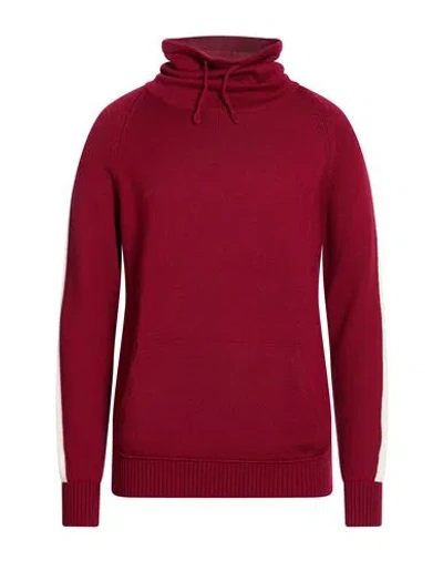 H953 Man Turtleneck Burgundy Size 40 Merino Wool In Red