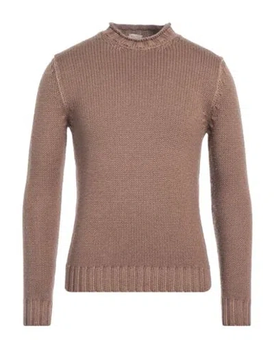 H953 Man Turtleneck Camel Size 44 Merino Wool In Beige