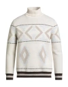 H953 Man Turtleneck Light Grey Size 40 Merino Wool In White
