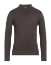 H953 Man Turtleneck Dark Brown Size 44 Merino Wool