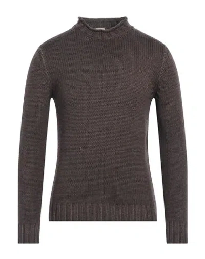 H953 Man Turtleneck Dark Brown Size 44 Merino Wool