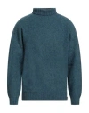 H953 Man Turtleneck Deep Teal Size 44 Virgin Wool In Green