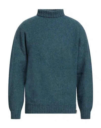 H953 Man Turtleneck Deep Teal Size 44 Virgin Wool In Green