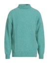 H953 Man Turtleneck Emerald Green Size 44 Virgin Wool In Blue