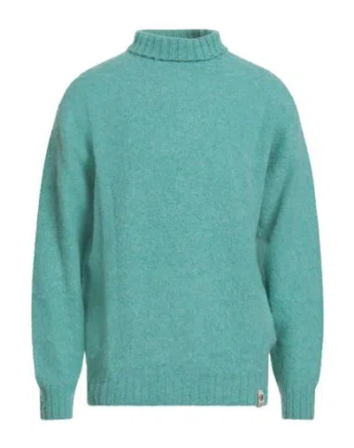 H953 Man Turtleneck Emerald Green Size 44 Virgin Wool In Blue