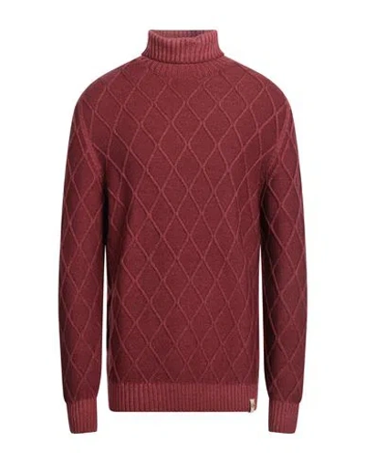 H953 Man Turtleneck Garnet Size 44 Merino Wool In Red