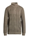 H953 Man Turtleneck Khaki Size 42 Merino Wool In Gray