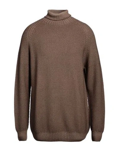 H953 Man Turtleneck Khaki Size 44 Merino Wool In Brown