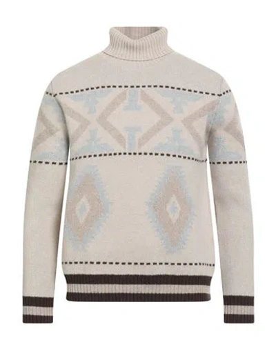 H953 Man Turtleneck Light Grey Size 40 Merino Wool In Multi