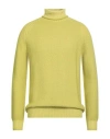 H953 Man Turtleneck Lime Green Size 40 Merino Wool