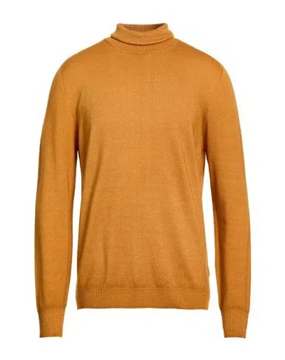 H953 Man Turtleneck Mandarin Size 44 Merino Wool In Orange