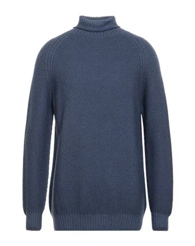 H953 Man Turtleneck Navy Size 42 Merino Wool In Blue