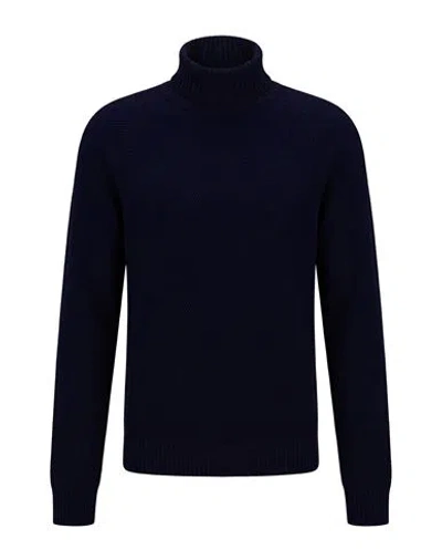 H953 Man Turtleneck Navy Size 46 Merino Wool In Blue