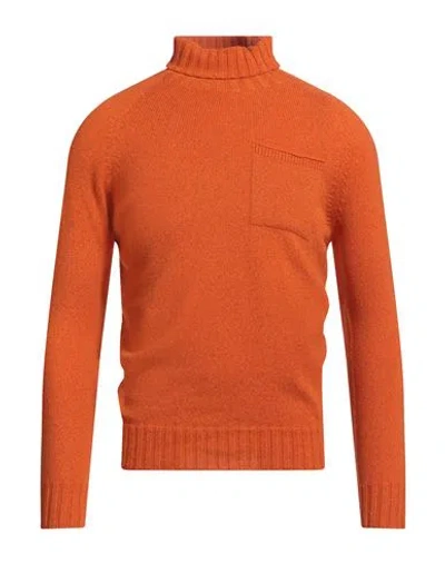 H953 Man Turtleneck Orange Size 38 Merino Wool, Cashmere
