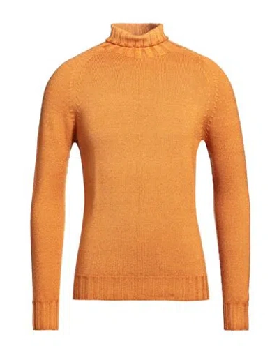 H953 Man Turtleneck Orange Size 42 Merino Wool In Yellow