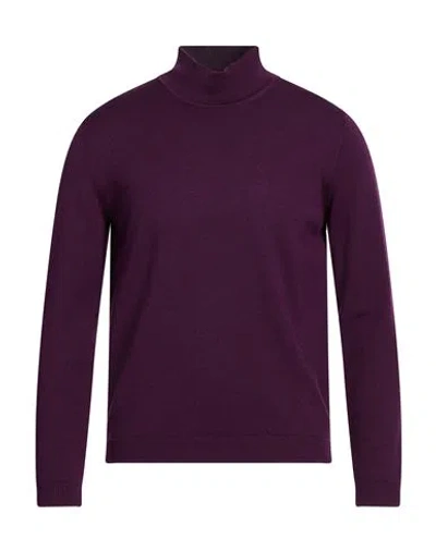 H953 Man Turtleneck Plum Size 38 Merino Wool In Pink