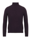 H953 Man Turtleneck Plum Size 38 Merino Wool In Purple