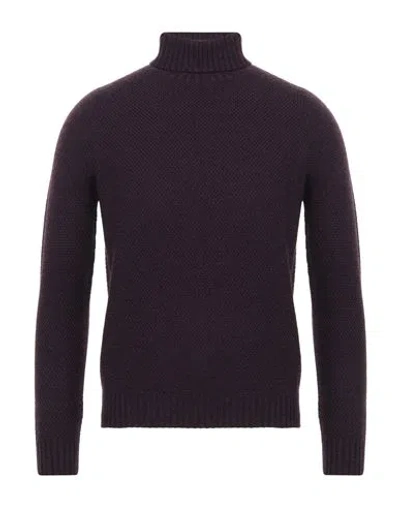 H953 Man Turtleneck Plum Size 38 Merino Wool In Purple