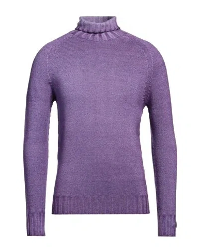 H953 Man Turtleneck Purple Size 38 Merino Wool