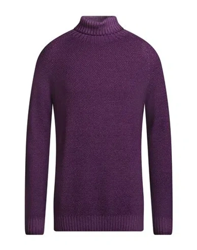 H953 Man Turtleneck Purple Size 44 Merino Wool