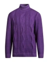 H953 Man Turtleneck Purple Size 44 Merino Wool