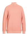 H953 Man Turtleneck Salmon Pink Size 40 Merino Wool In Orange