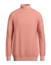 H953 Man Turtleneck Salmon Pink Size 42 Merino Wool