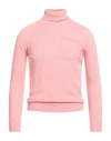H953 Man Turtleneck Salmon Pink Size 44 Merino Wool, Cashmere