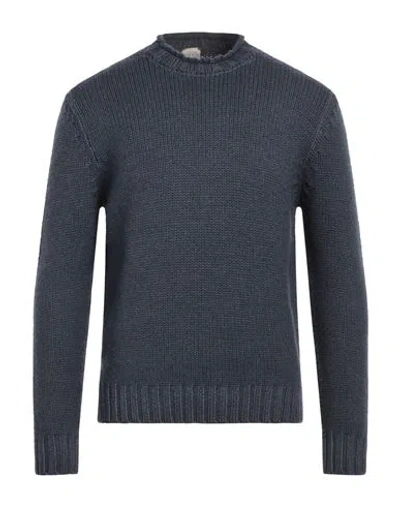 H953 Man Turtleneck Slate Blue Size 40 Merino Wool In Blue