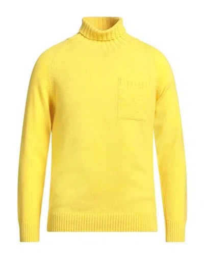 H953 Man Turtleneck Yellow Size 40 Merino Wool, Cashmere