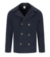 H953 Navy Blue Knitted Peacoat In Blue