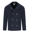 H953 Navy Blue Knitted Peacoat In Blue