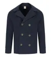 H953 Navy Blue Knitted Peacoat In Blue