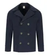 H953 Navy Blue Knitted Peacoat In Blue