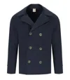 H953 Navy Blue Knitted Peacoat In Blue