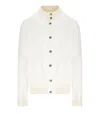 H953 White Knitted Bomber Jacket In White