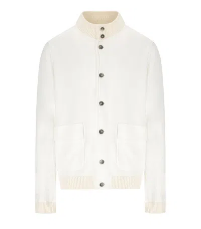 H953 H953 WHITE KNITTED BOMBER JACKET