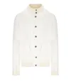 H953 White Knitted Bomber Jacket In White