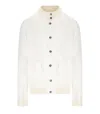 H953 White Knitted Bomber Jacket In White